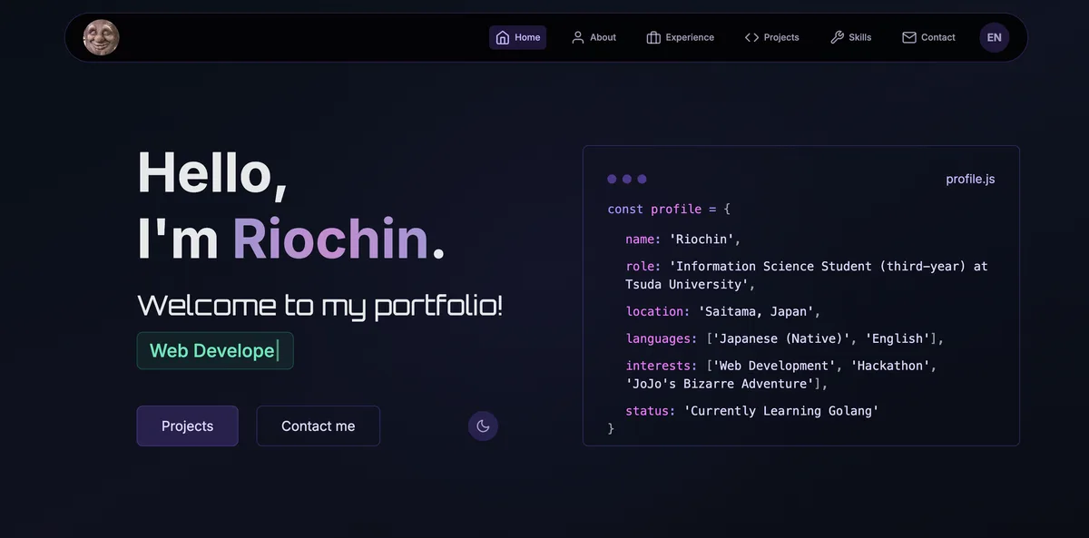 Screenshot of the old portfolio site